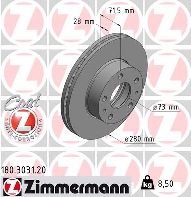 Bremsscheibe Vorderachse Zimmermann 180.3031.20 von Zimmermann