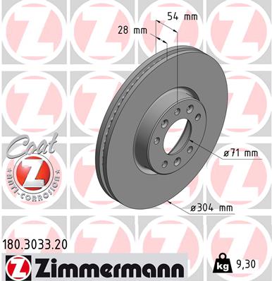 Bremsscheibe Vorderachse Zimmermann 180.3033.20 von Zimmermann