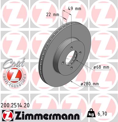 Bremsscheibe Vorderachse Zimmermann 200.2514.20 von Zimmermann