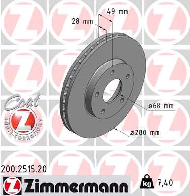 Bremsscheibe Vorderachse Zimmermann 200.2515.20 von Zimmermann