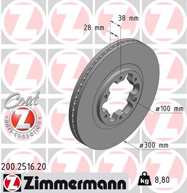 Bremsscheibe Vorderachse Zimmermann 200.2516.20 von Zimmermann