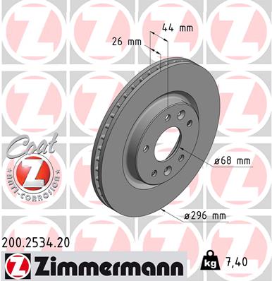 Bremsscheibe Vorderachse Zimmermann 200.2534.20 von Zimmermann