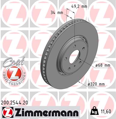 Bremsscheibe Vorderachse Zimmermann 200.2544.20 von Zimmermann