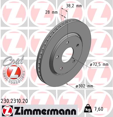 Bremsscheibe Vorderachse Zimmermann 230.2310.20 von Zimmermann