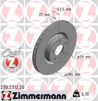 Bremsscheibe Vorderachse Zimmermann 230.2312.20 von Zimmermann