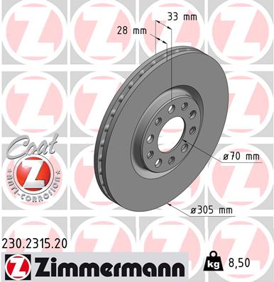 Bremsscheibe Vorderachse Zimmermann 230.2315.20 von Zimmermann