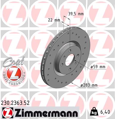 Bremsscheibe Vorderachse Zimmermann 230.2363.52 von Zimmermann