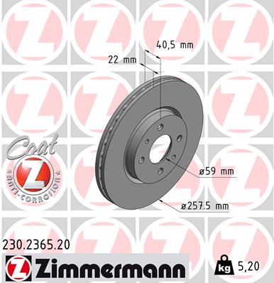 Bremsscheibe Vorderachse Zimmermann 230.2365.20 von Zimmermann