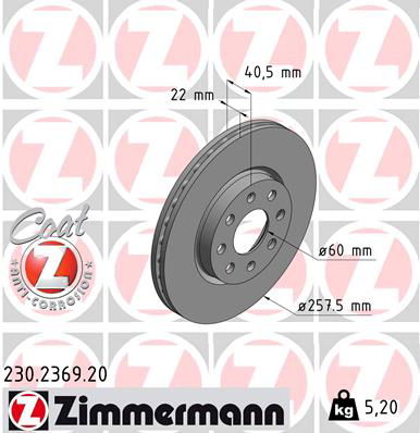 Bremsscheibe Vorderachse Zimmermann 230.2369.20 von Zimmermann