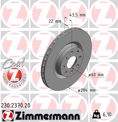 Bremsscheibe Vorderachse Zimmermann 230.2370.20 von Zimmermann