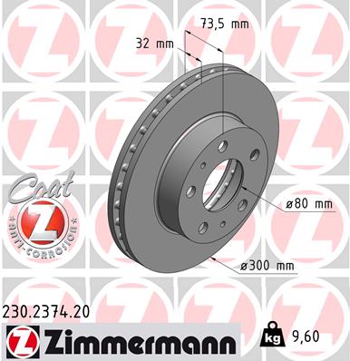 Bremsscheibe Vorderachse Zimmermann 230.2374.20 von Zimmermann