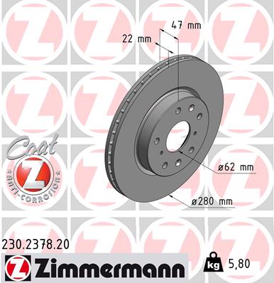 Bremsscheibe Vorderachse Zimmermann 230.2378.20 von Zimmermann