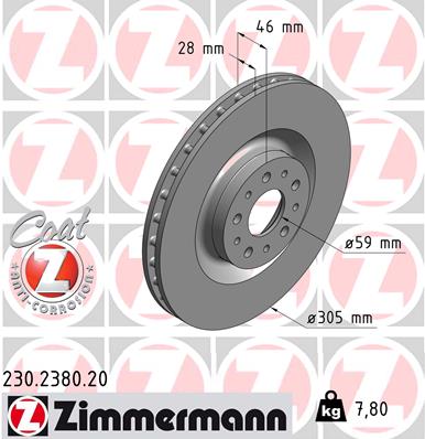 Bremsscheibe Vorderachse Zimmermann 230.2380.20 von Zimmermann