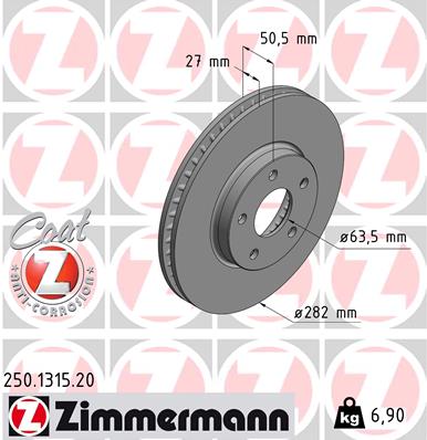 Bremsscheibe Vorderachse Zimmermann 250.1315.20 von Zimmermann