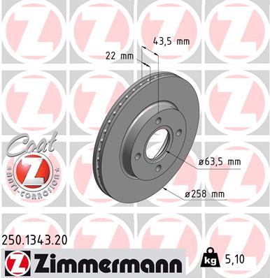 Bremsscheibe Vorderachse Zimmermann 250.1343.20 von Zimmermann