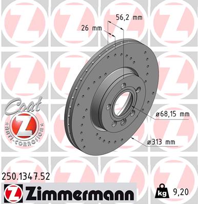 Bremsscheibe Vorderachse Zimmermann 250.1347.52 von Zimmermann