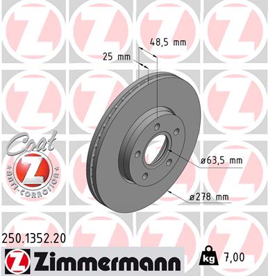 Bremsscheibe Vorderachse Zimmermann 250.1352.20 von Zimmermann