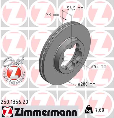 Bremsscheibe Vorderachse Zimmermann 250.1356.20 von Zimmermann