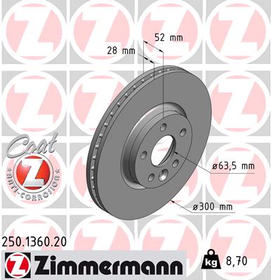 Bremsscheibe Vorderachse Zimmermann 250.1360.20 von Zimmermann