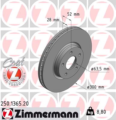 Bremsscheibe Vorderachse Zimmermann 250.1365.20 von Zimmermann