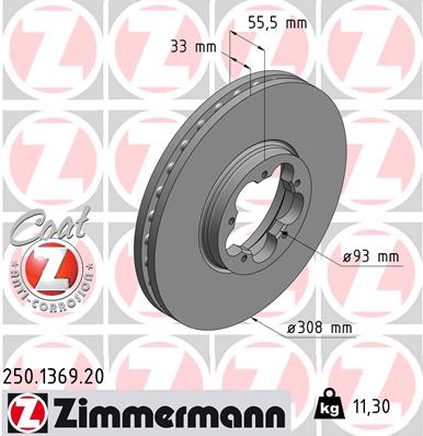 Bremsscheibe Vorderachse Zimmermann 250.1369.20 von Zimmermann