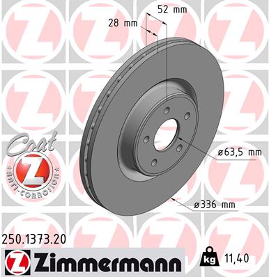 Bremsscheibe Vorderachse Zimmermann 250.1373.20 von Zimmermann