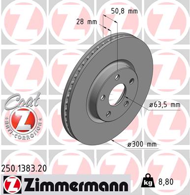 Bremsscheibe Vorderachse Zimmermann 250.1383.20 von Zimmermann