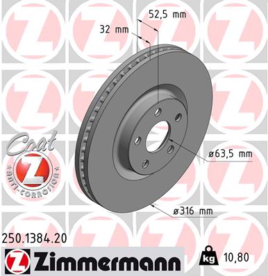 Bremsscheibe Vorderachse Zimmermann 250.1384.20 von Zimmermann