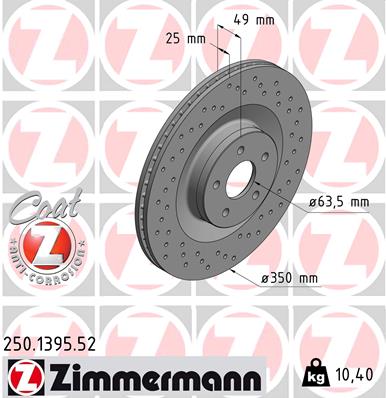 Bremsscheibe Vorderachse Zimmermann 250.1395.52 von Zimmermann