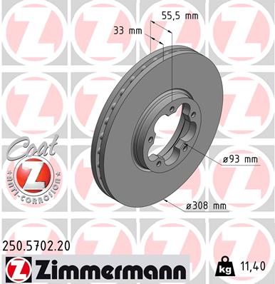 Bremsscheibe Vorderachse Zimmermann 250.5702.20 von Zimmermann