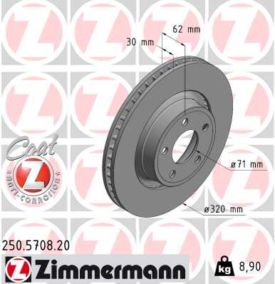 Bremsscheibe Vorderachse Zimmermann 250.5708.20 von Zimmermann