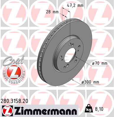 Bremsscheibe Vorderachse Zimmermann 280.3158.20 von Zimmermann