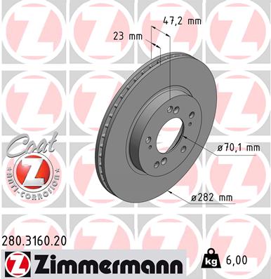 Bremsscheibe Vorderachse Zimmermann 280.3160.20 von Zimmermann