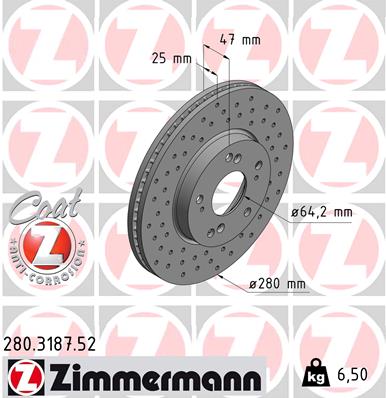 Bremsscheibe Vorderachse Zimmermann 280.3187.52 von Zimmermann