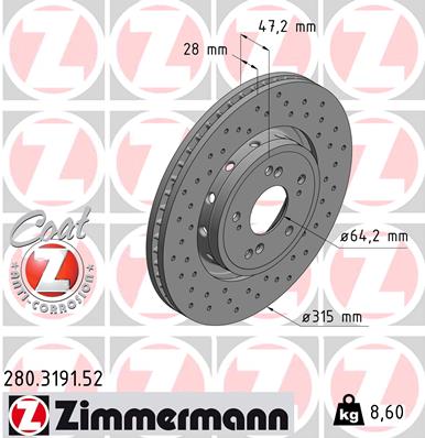 Bremsscheibe Vorderachse Zimmermann 280.3191.52 von Zimmermann