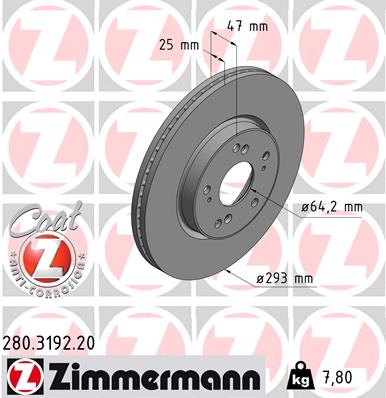 Bremsscheibe Vorderachse Zimmermann 280.3192.20 von Zimmermann