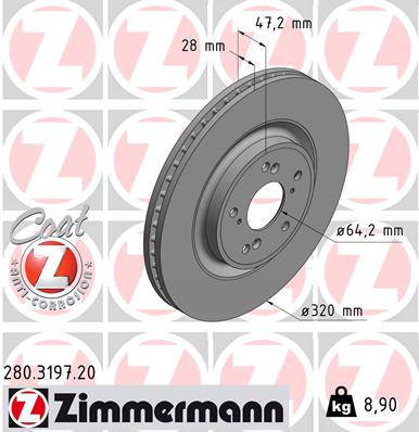 Bremsscheibe Vorderachse Zimmermann 280.3197.20 von Zimmermann