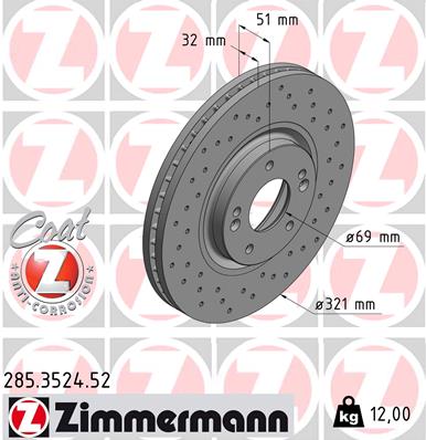 Bremsscheibe Vorderachse Zimmermann 285.3524.52 von Zimmermann