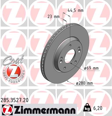 Bremsscheibe Vorderachse Zimmermann 285.3527.20 von Zimmermann