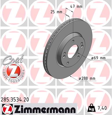 Bremsscheibe Vorderachse Zimmermann 285.3534.20 von Zimmermann