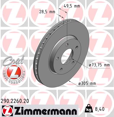 Bremsscheibe Vorderachse Zimmermann 290.2260.20 von Zimmermann