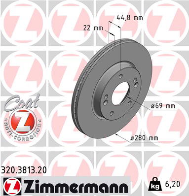 Bremsscheibe Vorderachse Zimmermann 320.3813.20 von Zimmermann