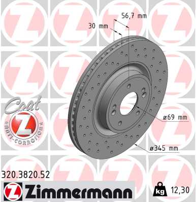 Bremsscheibe Vorderachse Zimmermann 320.3820.52 von Zimmermann