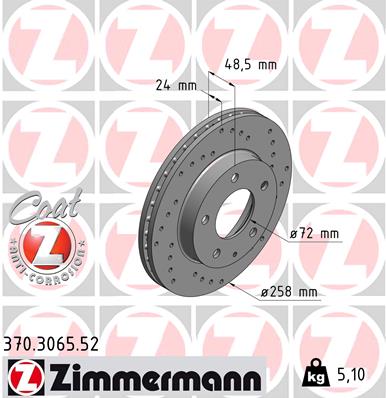 Bremsscheibe Vorderachse Zimmermann 370.3065.52 von Zimmermann