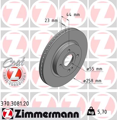 Bremsscheibe Vorderachse Zimmermann 370.3081.20 von Zimmermann