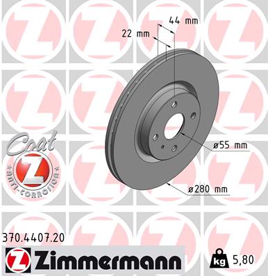 Bremsscheibe Vorderachse Zimmermann 370.4407.20 von Zimmermann