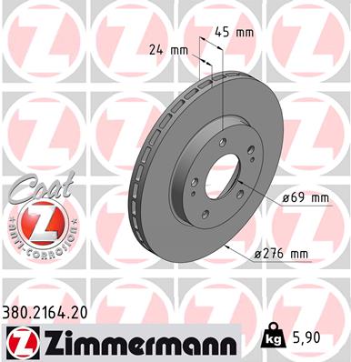 Bremsscheibe Vorderachse Zimmermann 380.2164.20 von Zimmermann