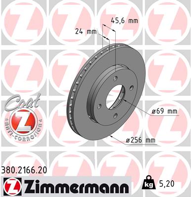 Bremsscheibe Vorderachse Zimmermann 380.2166.20 von Zimmermann