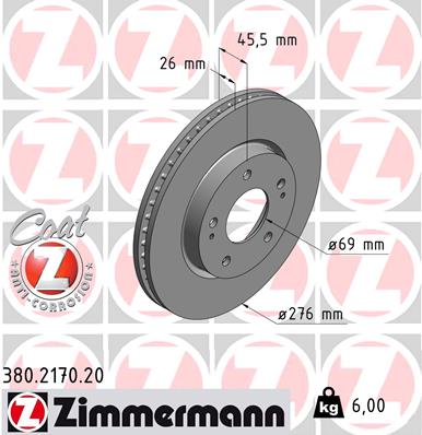 Bremsscheibe Vorderachse Zimmermann 380.2170.20 von Zimmermann