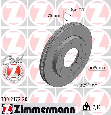 Bremsscheibe Vorderachse Zimmermann 380.2172.20 von Zimmermann